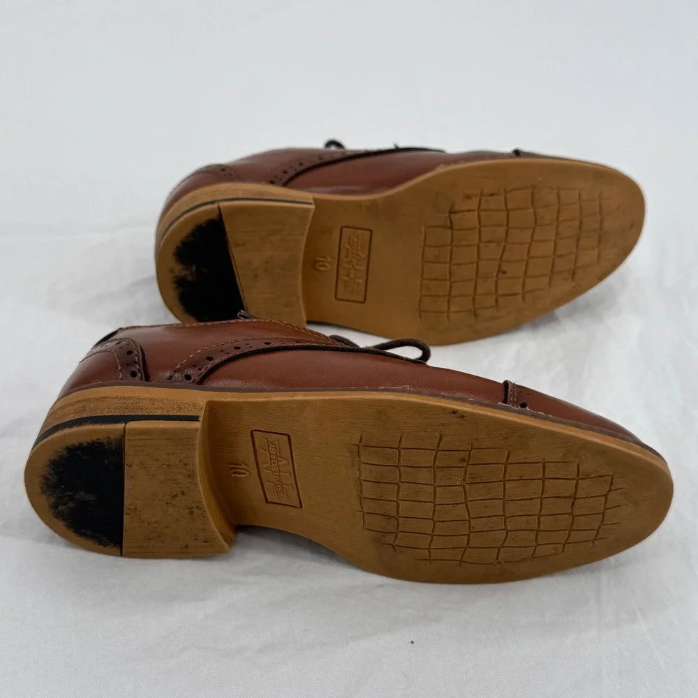 Ashford Hayes Crux Boys Cognac Brown Dress Shoes Size 10 Kids Cap Toe Oxford